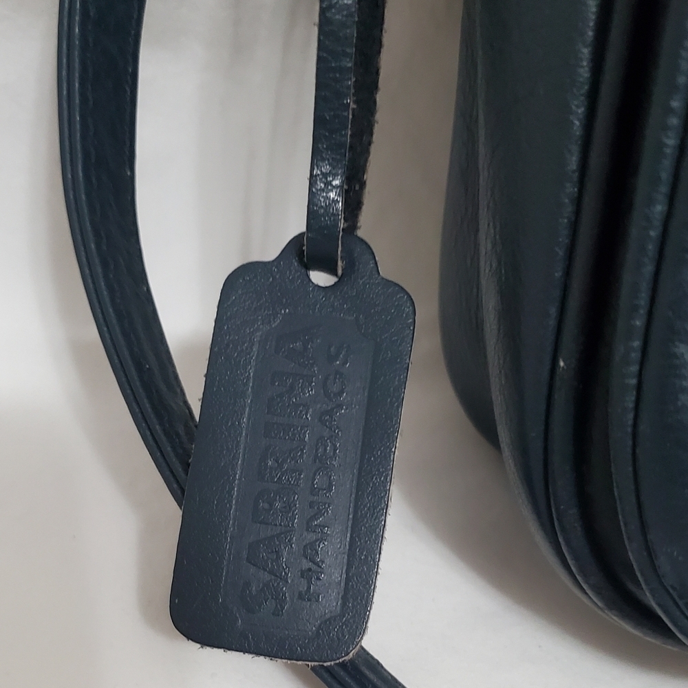 Vintage 80's Sabrina Navy Leather Crossbody/Shoulder Bag - Picture 3 of 12